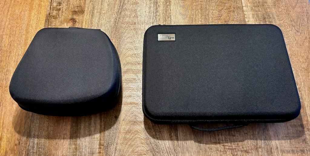 Keyboardio Model 100 and Glove80 cases side-by-side